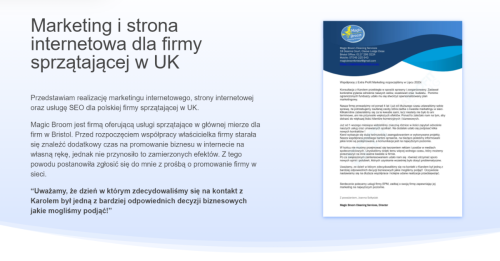 Marketing i strona internetowa dla firmy sprzątającej w UK