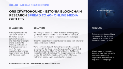 Cryptohound: B2C | Blockchain Analytics | Content Marketing, PR, SMM, Research, UX & UI