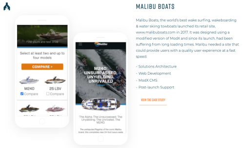 Malibu Boats web development & solutions architectureMalibu Boats, the world’s best wake surfing, wakeboarding & water skiing towboats needed a site that could provide users with a quality