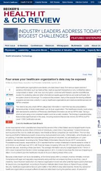 Becker's Hospital Review Article on Cybersecurity