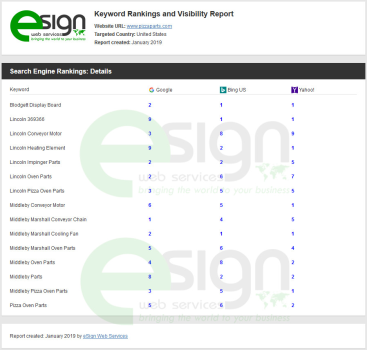 SEARCH ENGINE RANKINGS REPORT