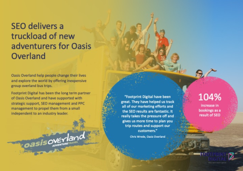 Oasis Overland - 104% increase in organic bookings