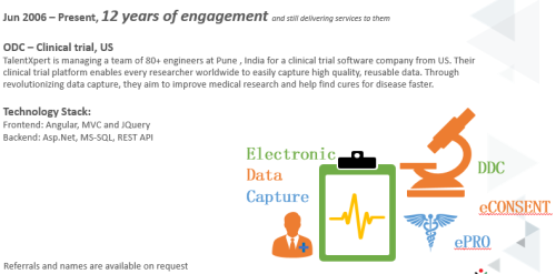 ODC – Clinical trial, US : 12 years of engagement and still delivering services to them