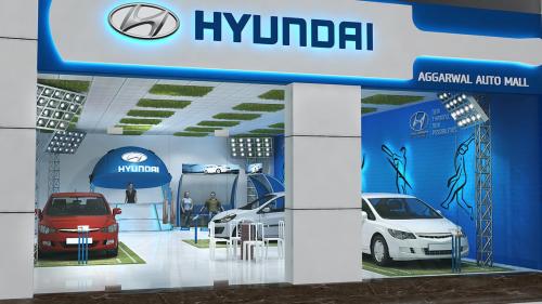 HYUNDAI Showroom based on cricket theme Designed by D'ArtDesign