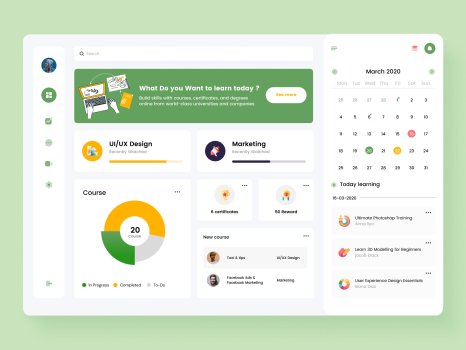 Online Courses Main dashboard