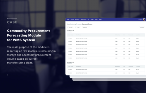 Commodity Procurement Forecasting Module for WMS System