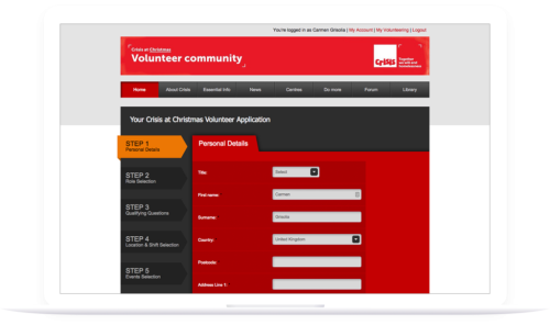 Crisis (bespoke volunteer management system)