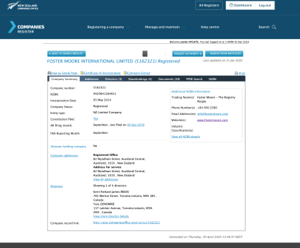 New Zealand Companies Office Registers