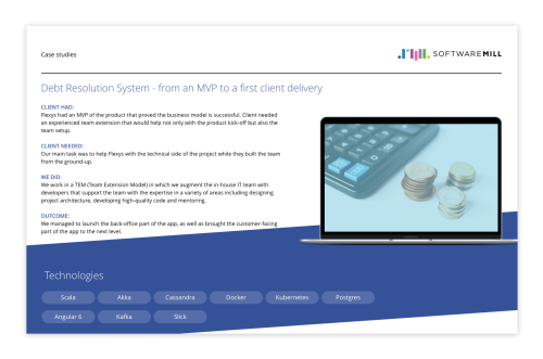 Debt Resolution System - from an MVP to a first client delivery