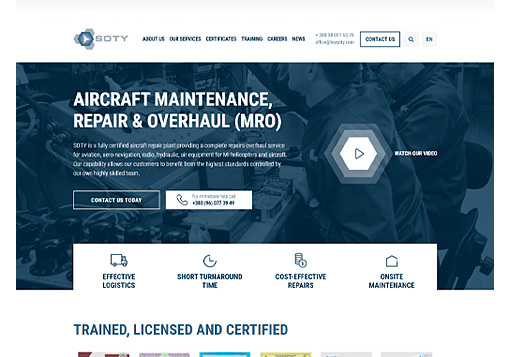 Web Design and Development for Aircraft MRO company