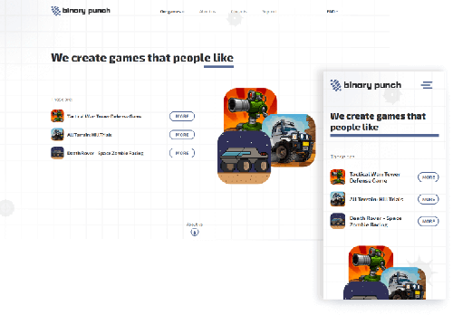 Website for mobile game developer