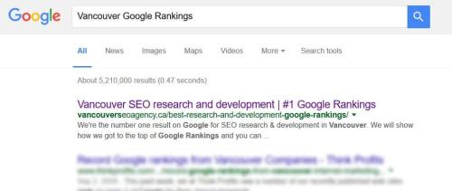 Rank # 1 for "Vancouver Google Rankings"