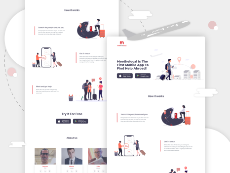 Landing page design for a Travel App