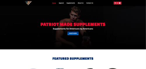 E-commerce website design for Patriot Made Supplements