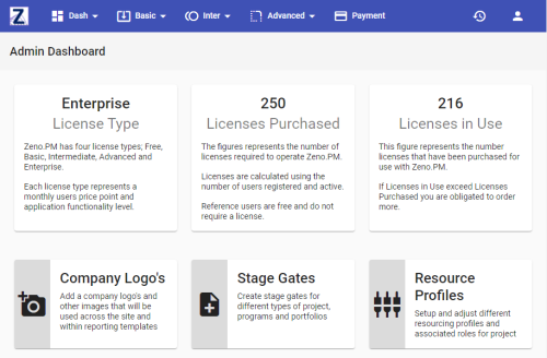 Admin portal we've developed for the custom PPM tool to adjust the application settings according to the organization’s needs.