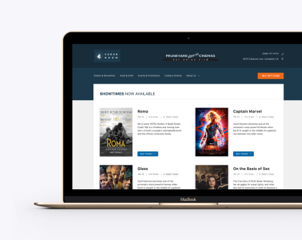Website and custom online ticketing solution for Los Gatos luxury bar and dine-in cinema.