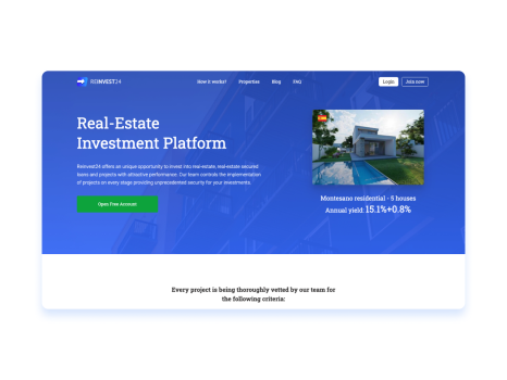 Landingpage für Reinvest24