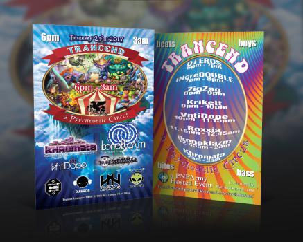 Trancend Music Event Flyer Design, Mockup & Print