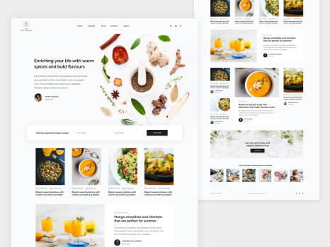 The Zesty Greens Food - blog web design