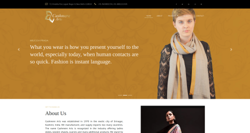 Cashmere Arts Textile brand's online product catalog