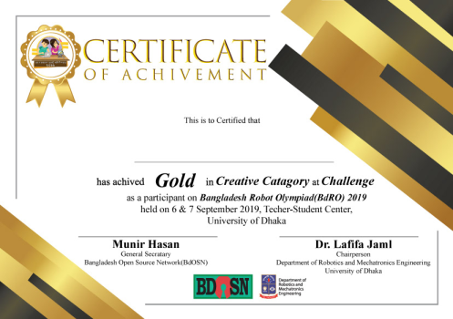 Certificate Design of 2nd Bangladesh Robot Olympiad