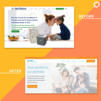 Web design for High Efficiency Cooling & Heating