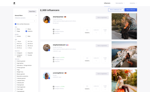 Influencer marketing campaigns management tool