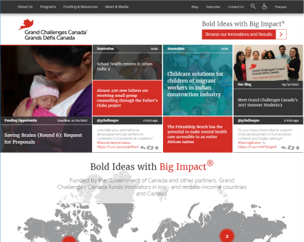 Grand Challenges Canada - complex UI and IA Wordpress website design & development