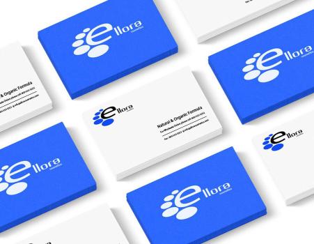 Minimalist business cards for Ellora Cosmetics