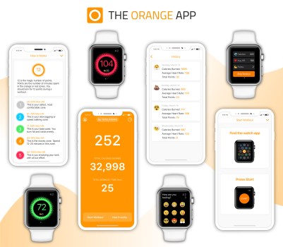 Orange Workout Tracking app for apple watch and Mobile