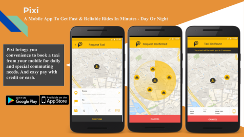 Pixi - A Mobile App To Get Fast & Reliable Rides In Minutes - Day Or Night