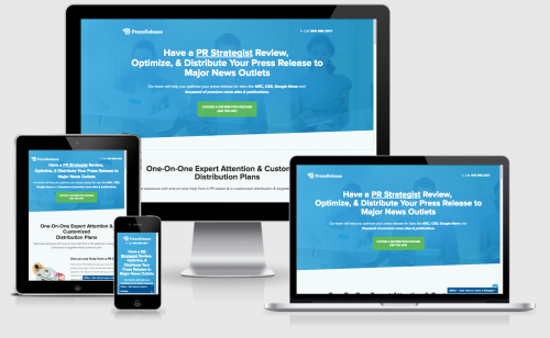 Landing Page Design and Development for Press Release