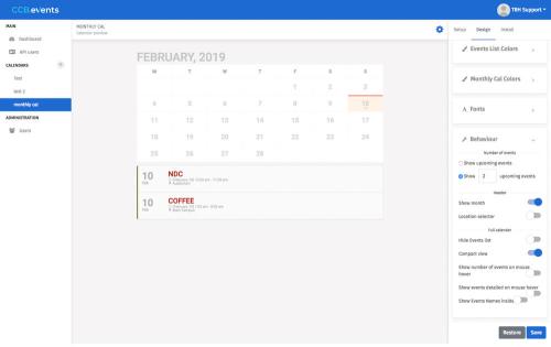 Customisable, embeddable event calendars