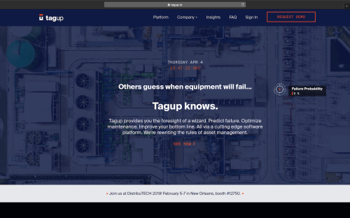Marketing website for an online equipment monitoring platform