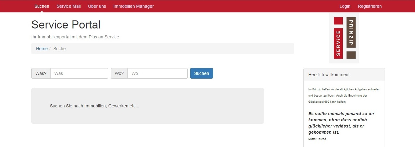 Service Prinzip - Online platform for various services