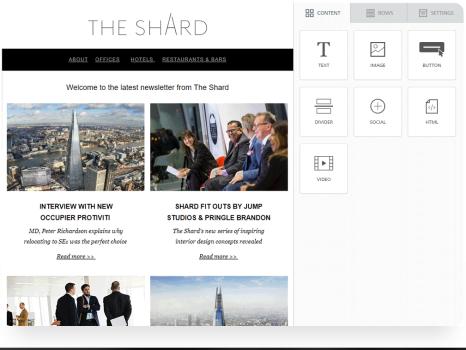 The Shard - email example with drag-n-drop editor