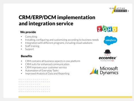 CRM/ERP/DCM integration and implementation