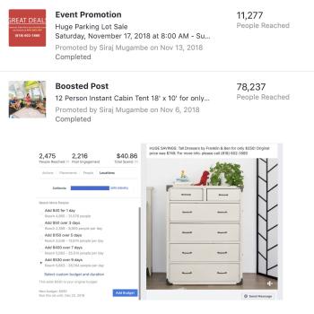 Facebook Event Promotion and Boosted Post